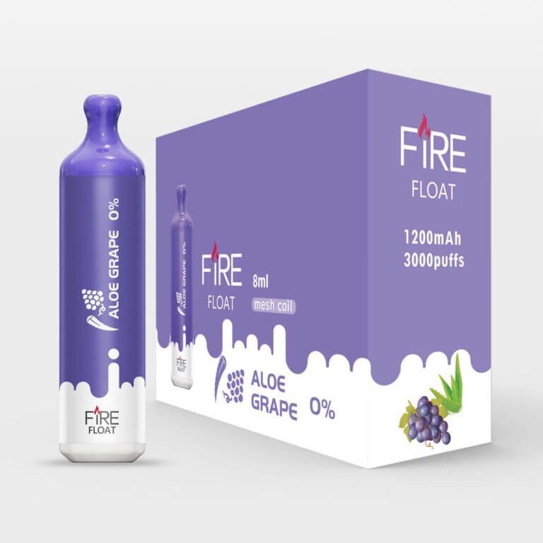 Fire Float Zero Nicotine 3K Disposable Aloe Grape with packaging