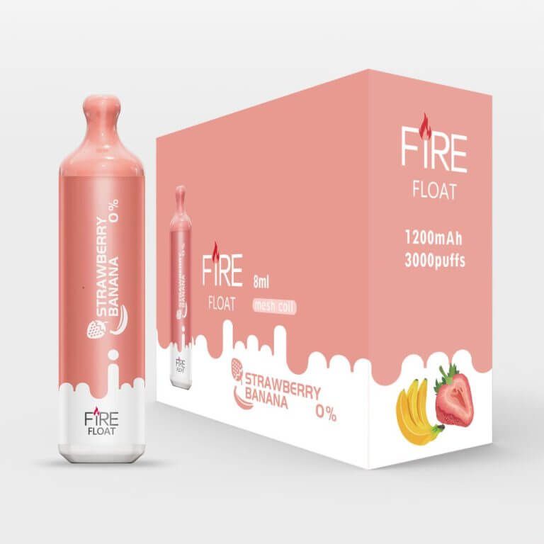 Fire Float Zero Nicotine 3K Disposable Strawberry Banana with packaging