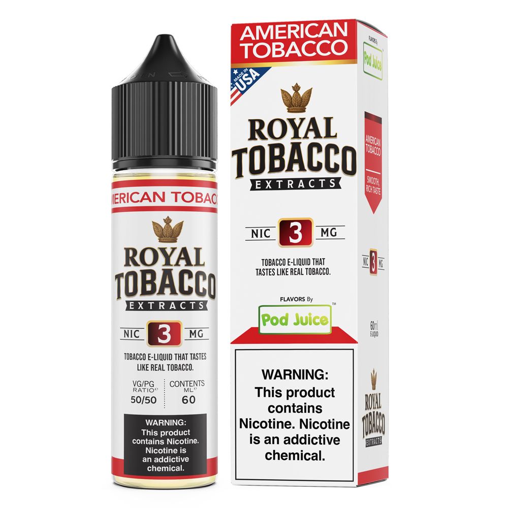 Pod Juice x Royal Tobacco Extracts - American Tobacco - 60mL with packaging