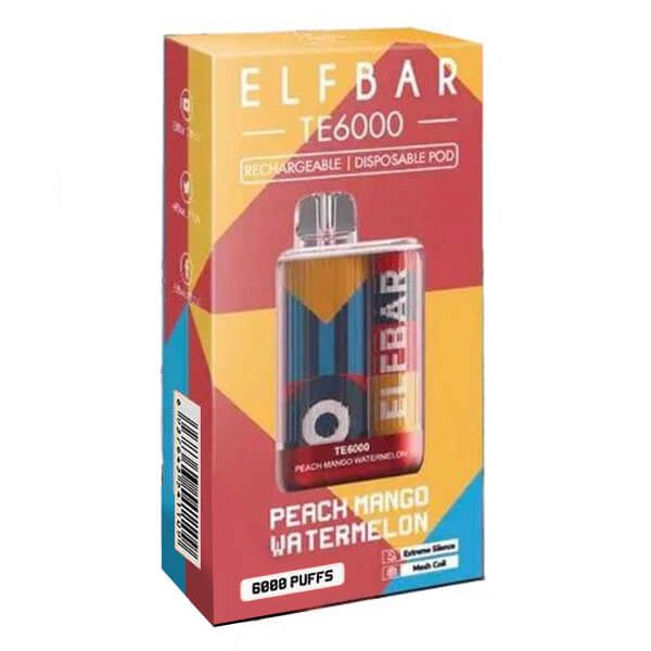 Elf Bar 6K Disposable - Peach Mango Watermelon with packaging