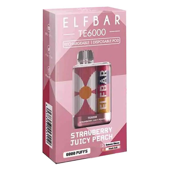 Elf Bar 6K Disposable - Strawberry Juicy Peach with packaging