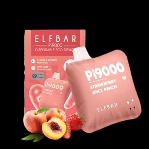 Elf Bar 9K Disposable - Strawberry Juicy Peach with packaging