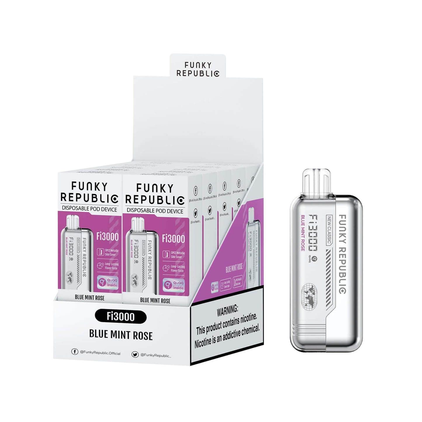 Funky Republic Fi3000 3K Disposable Blue Mint Rose with Packaging