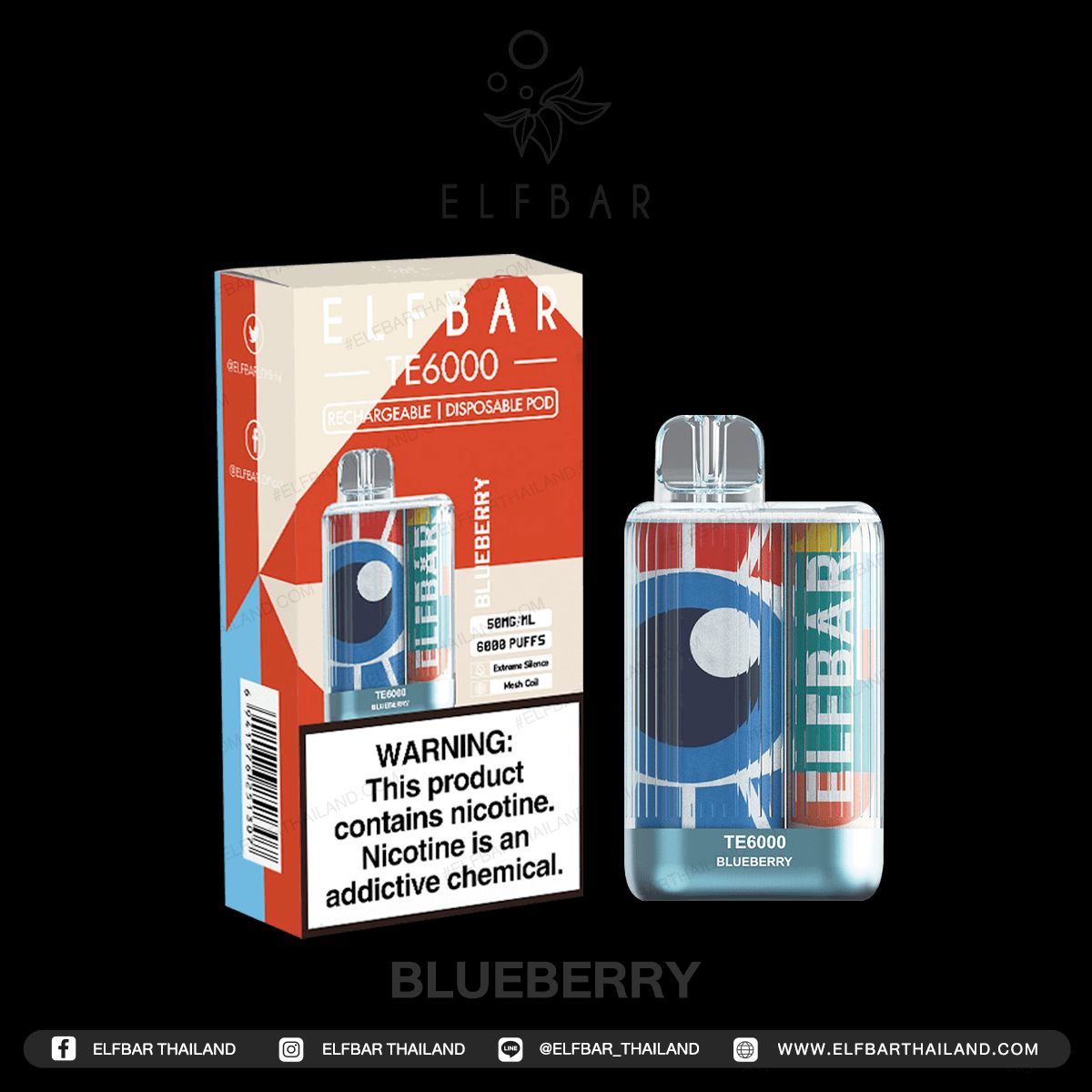Elf Bar 6K Disposable - Blueberry with packaging