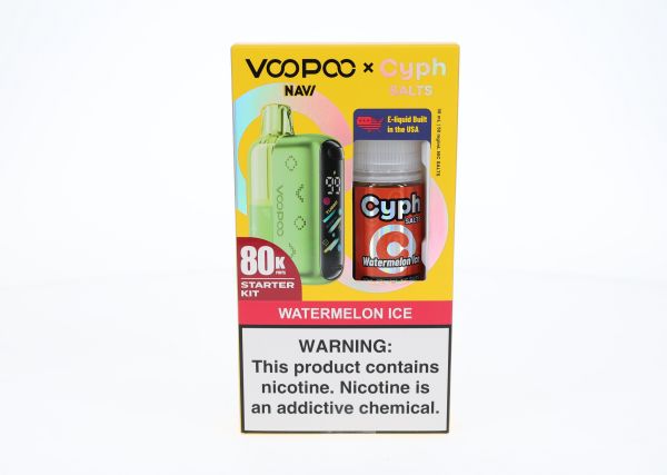 VooPoo Navi Pod System + Cyph Salts 30mL Collab Bundle Watermelon Ice with packaging