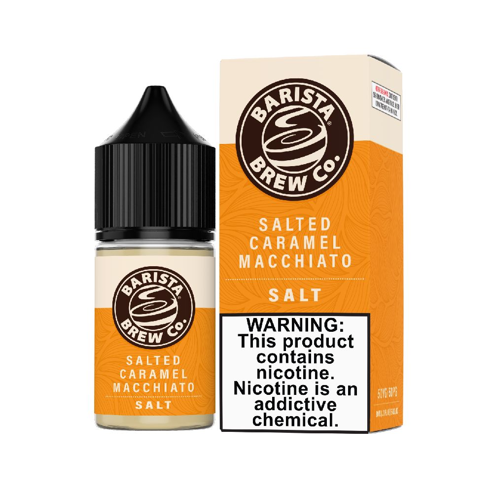 Barista Brew - Salted Caramel Macchiato - 30mL Salts with packaging