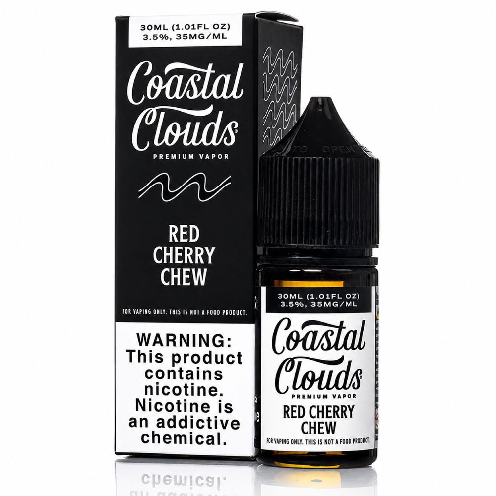 Coastal Clouds - Red Cherry Chew - 30mL Salts with packaging