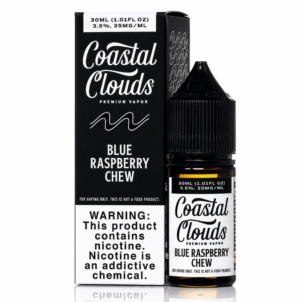 Coastal Clouds - Blue Raspberry Chew - 30mL Salts with packaging