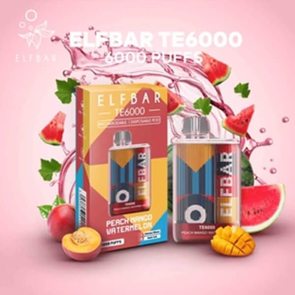 Elf Bar 6K Disposable - Peach Mango Watermelon with packaging
