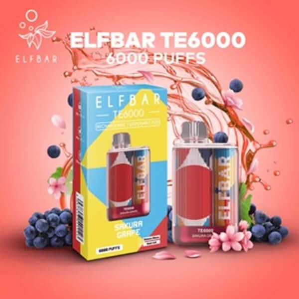 Elf Bar 6K Disposable - Sakura Grape with packaging
