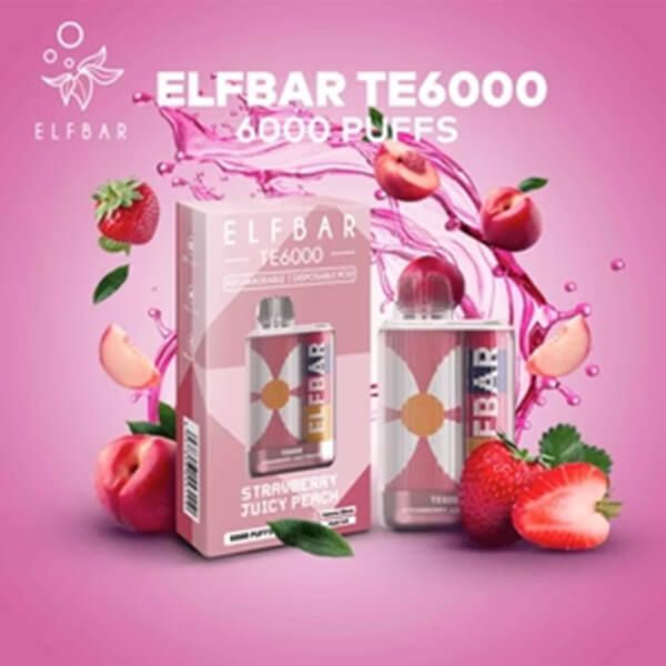 Elf Bar 6K Disposable - Strawberry Juicy Peach with packaging