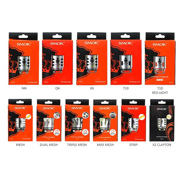 SMOK TFV12 Prince Replacement Coils 3-Pack - Group Photo with Packaging