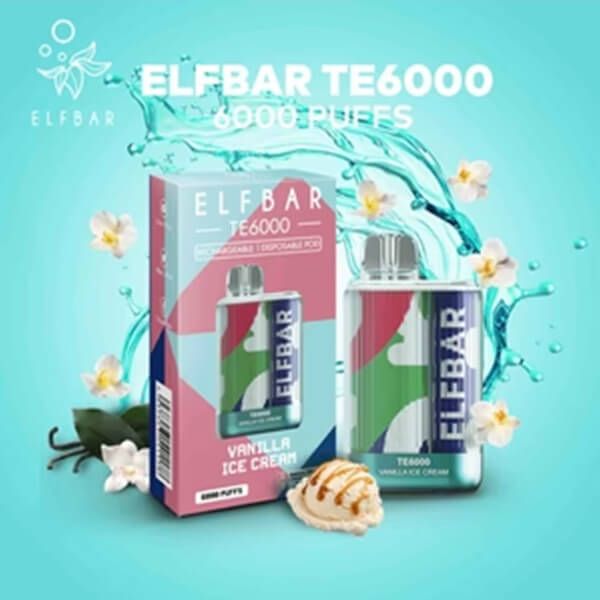 Elf Bar 6K Disposable - Vanilla Ice Cream with packaging