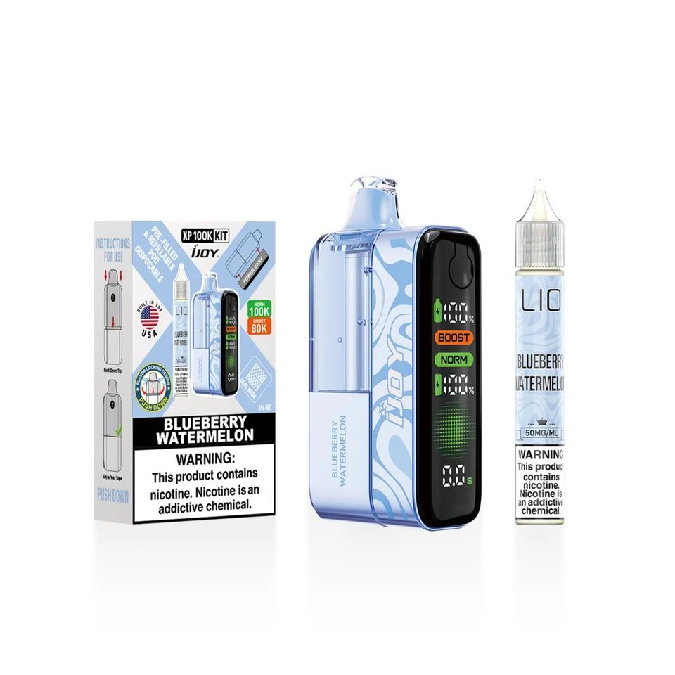 iJoy XP100K Disposable + 15mL (LIQ Salt) Blueberry Watermelon with packaging