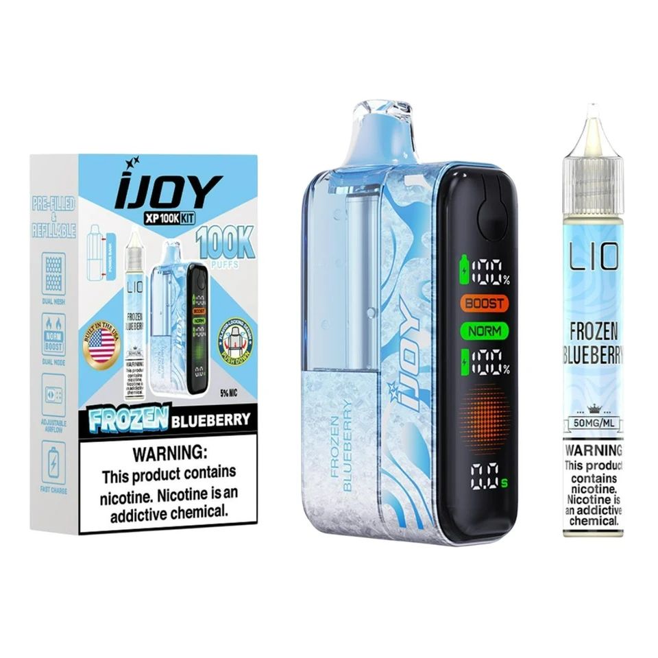 iJoy XP100K Disposable + 15mL (LIQ Salt) Frozen Blueberry with packaging