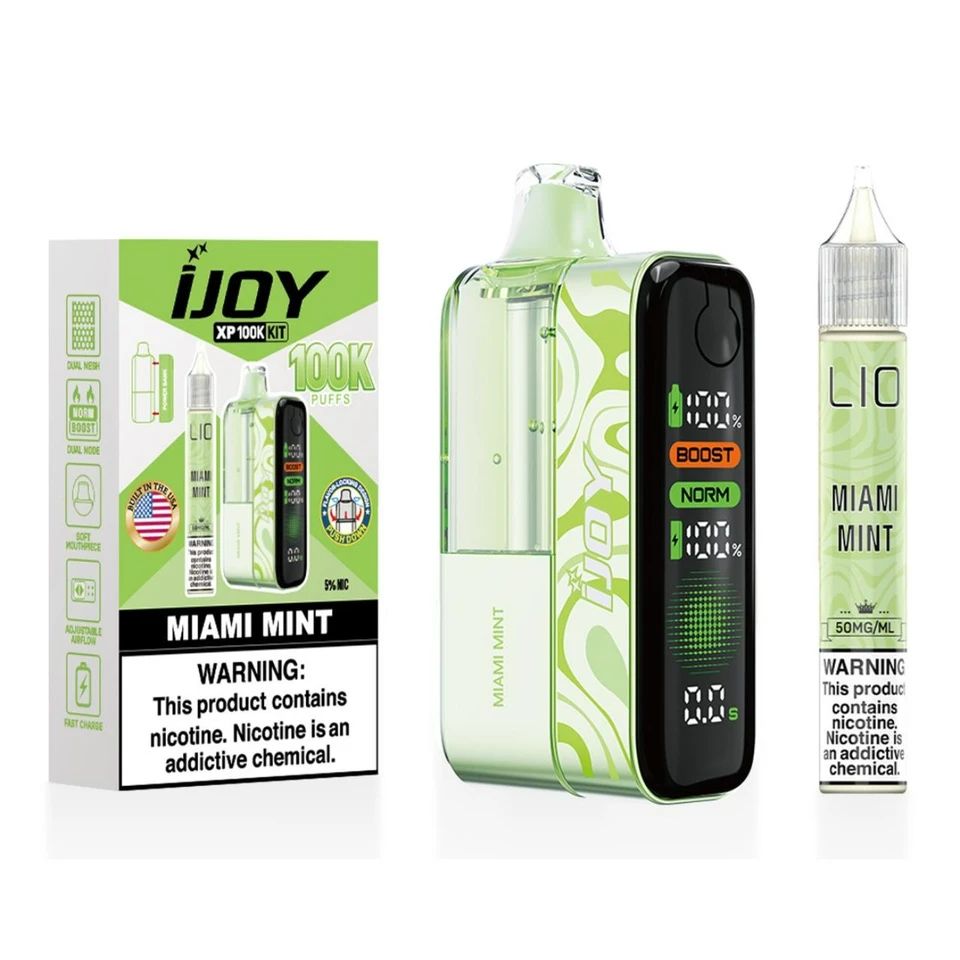 iJoy XP100K Disposable + 15mL (LIQ Salt) Miami Mint with packaging
