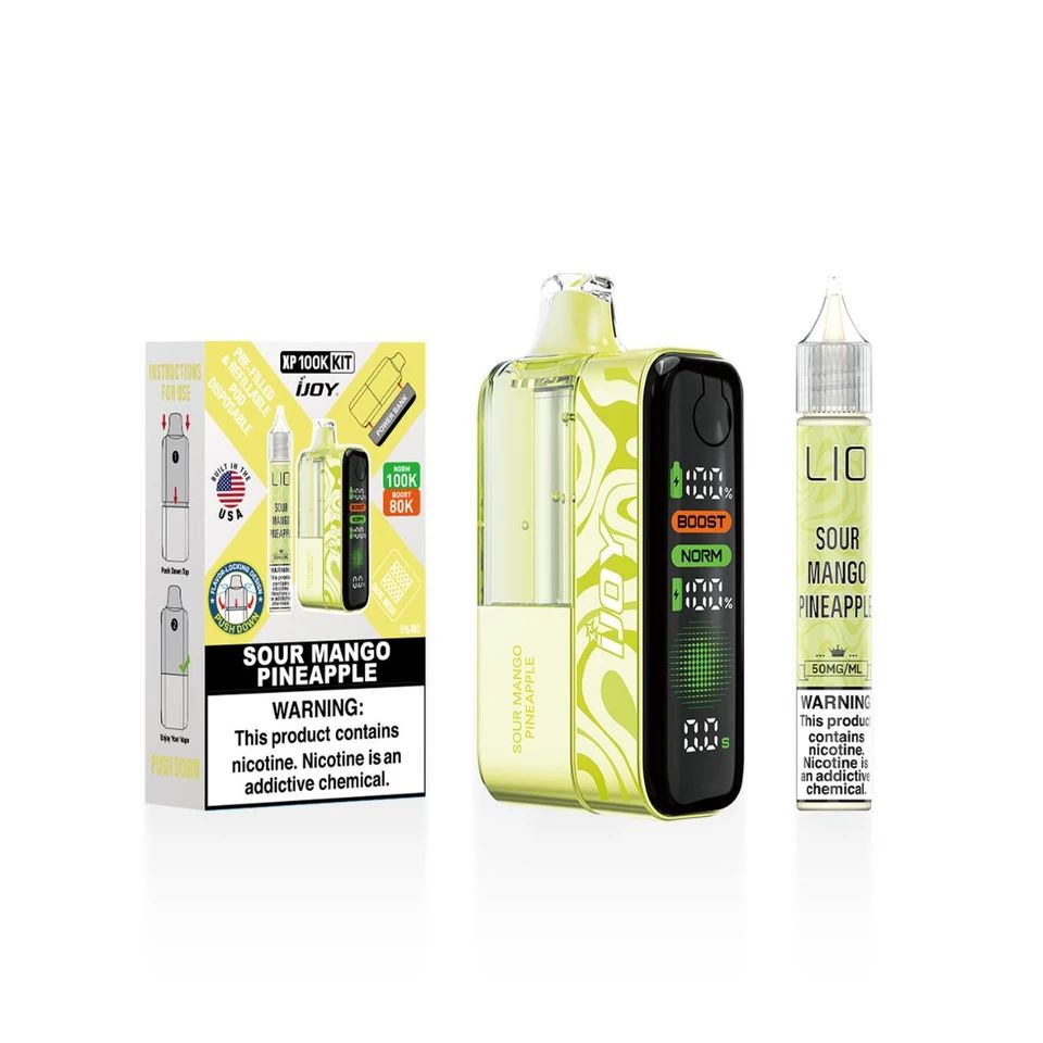 iJoy XP100K Disposable + 15mL (LIQ Salt) Sour Mango Pineapple with packaging