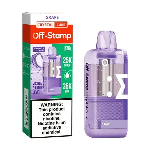 Off Stamp X Cube 35K Crystal Disposable Pod Grape with packaging