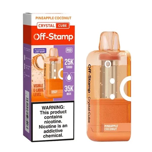 Off Stamp X Cube 35K Crystal Disposable Pod Pineapple Coconut with packaging