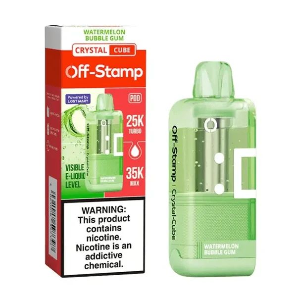 Off Stamp X Cube 35K Crystal Disposable Pod Watermelon Bubblegum with packaging