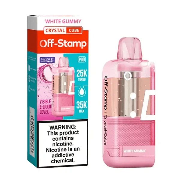 Off Stamp X Cube 35K Crystal Disposable Pod White Gummy with packaging