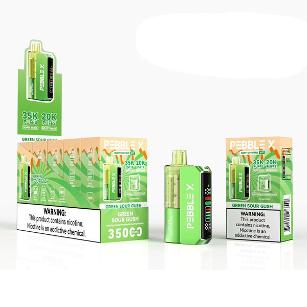 Pebble X 35K Disposable + Power Dock green sour gush with packaging