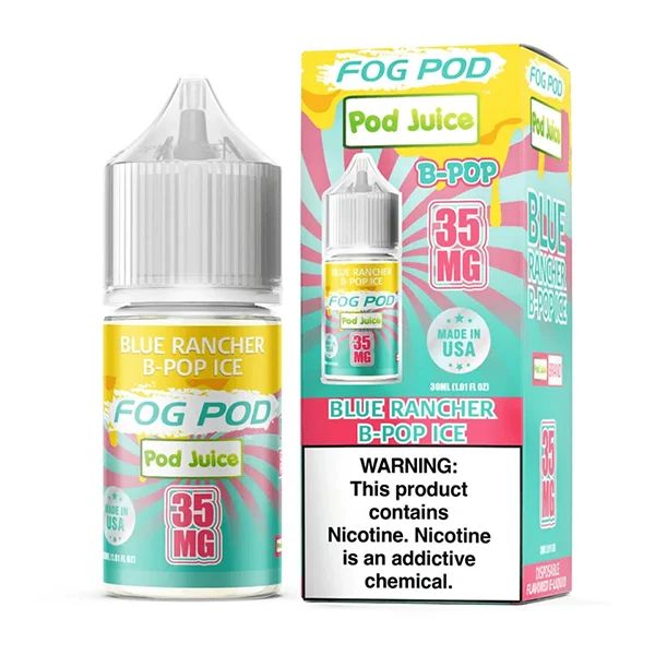 Pod Juice x Fog Pod - Blue Rancher B-Pop Ice - 30mL Salts 35mg with packaging