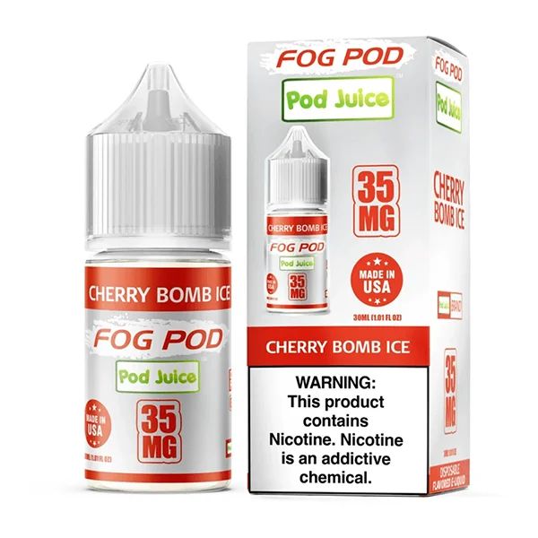 Pod Juice x Fog Pod - Cherry Bomb Ice - 30mL Salts 35mg with packaging