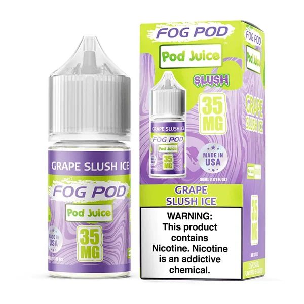 Pod Juice x Fog Pod - Grape Slush Ice - 30mL Salts 35mg with packaging
