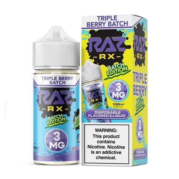 Pod Juice x RAZ - Triple Berry Batch - 100mL 3mg with packaging