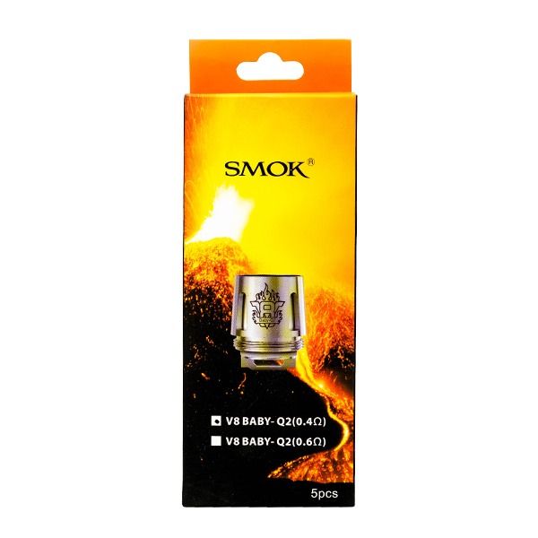 SMOK TFV8 Baby Coils (5-Pack) - Baby Q2 0.4ohm Dual with packaging