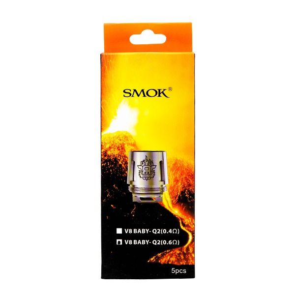 SMOK TFV8 Baby Coils (5-Pack) - Baby Q2 0.6ohm Dual with packaging