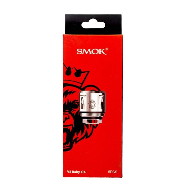 SMOK TFV8 Baby Coils (5-Pack) - Baby Q4 0.4ohm Quadruple with packaging