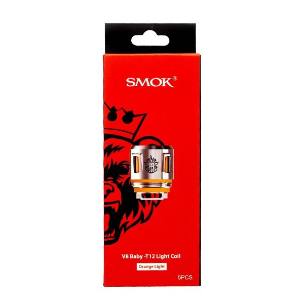SMOK TFV8 Baby Coils (5-Pack) - Baby T12 Light - Orange with packaging