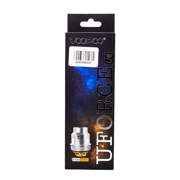 VooPoo UForce Replacement Coils 5-Pack - U6 0.15ohm Sextuple Coil with packaging