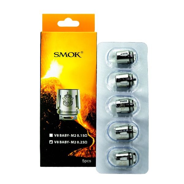 SMOK TFV8 Baby Coils (5-Pack) - Baby M2 0.25ohm Dual with packaging
