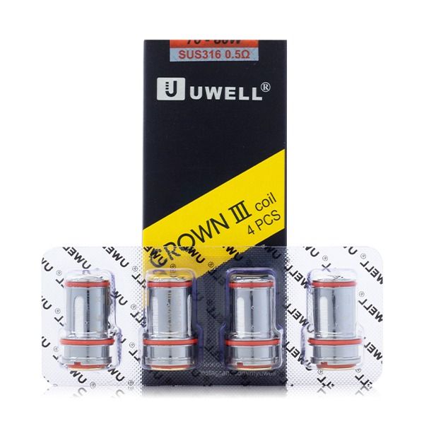 UWELL Crown 3 Replacement Coils 4-Pack - 0.5ohm with Packaging
