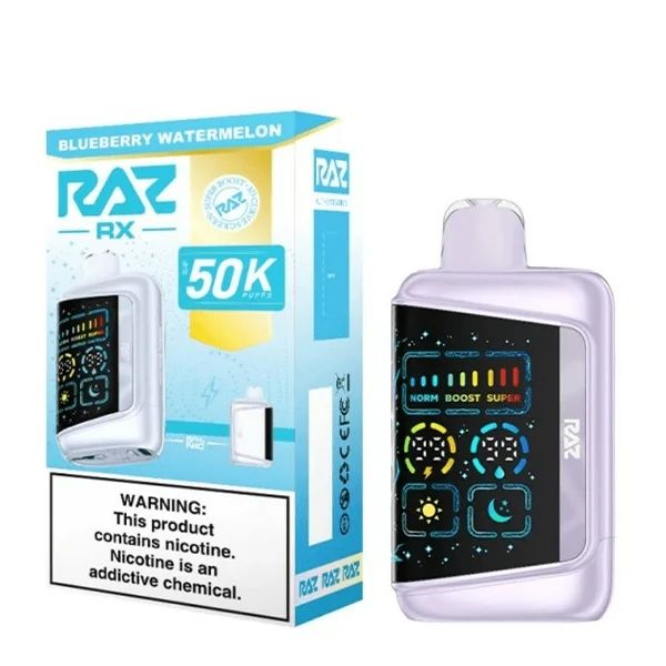 RAZ RX Dew Edt. 50K Disposable Blueberry Watermelon with packaging