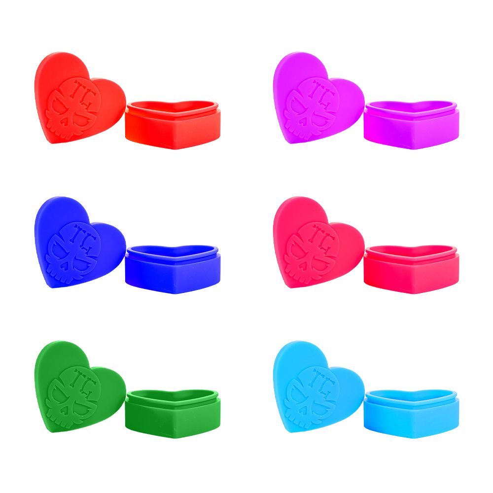 MKGlass TXSJ2 Toxic Jumbo Silicone Jars (6pc) - Heart Jars Assorted Colors