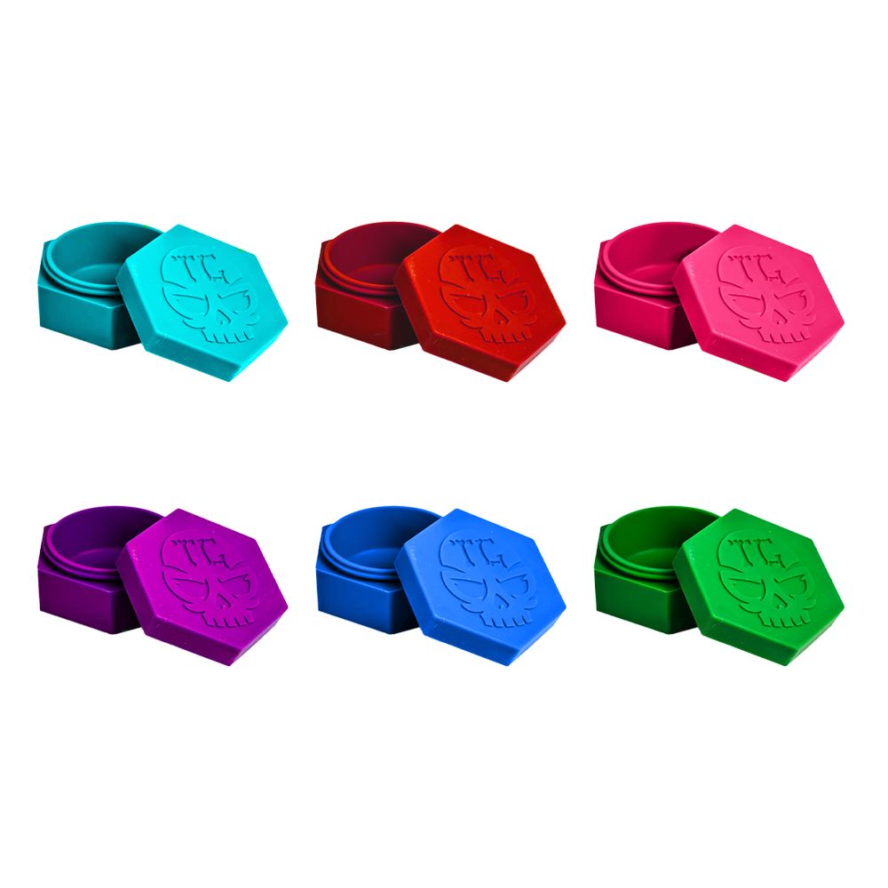 MKGlass TXSJ2 Toxic Jumbo Silicone Jars (6pc) - Hexagon Jars Assorted Colors