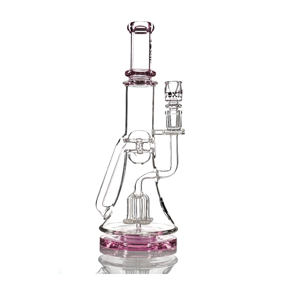 MKGlass TX40 Toxic Squid Perc Recycler Beaker (Water Pipe) - Pink