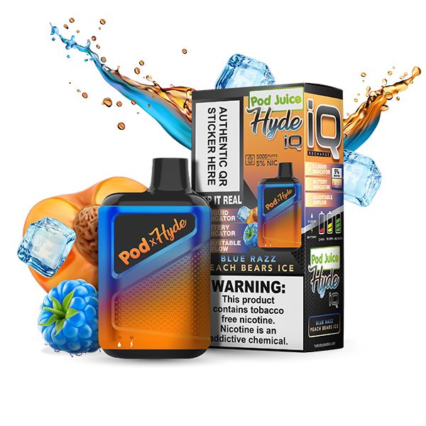 Pod Juice – Hyde IQ Disposable | 5000 Puffs | 8mL Blue Razz Peach Bears Ice With Packaging