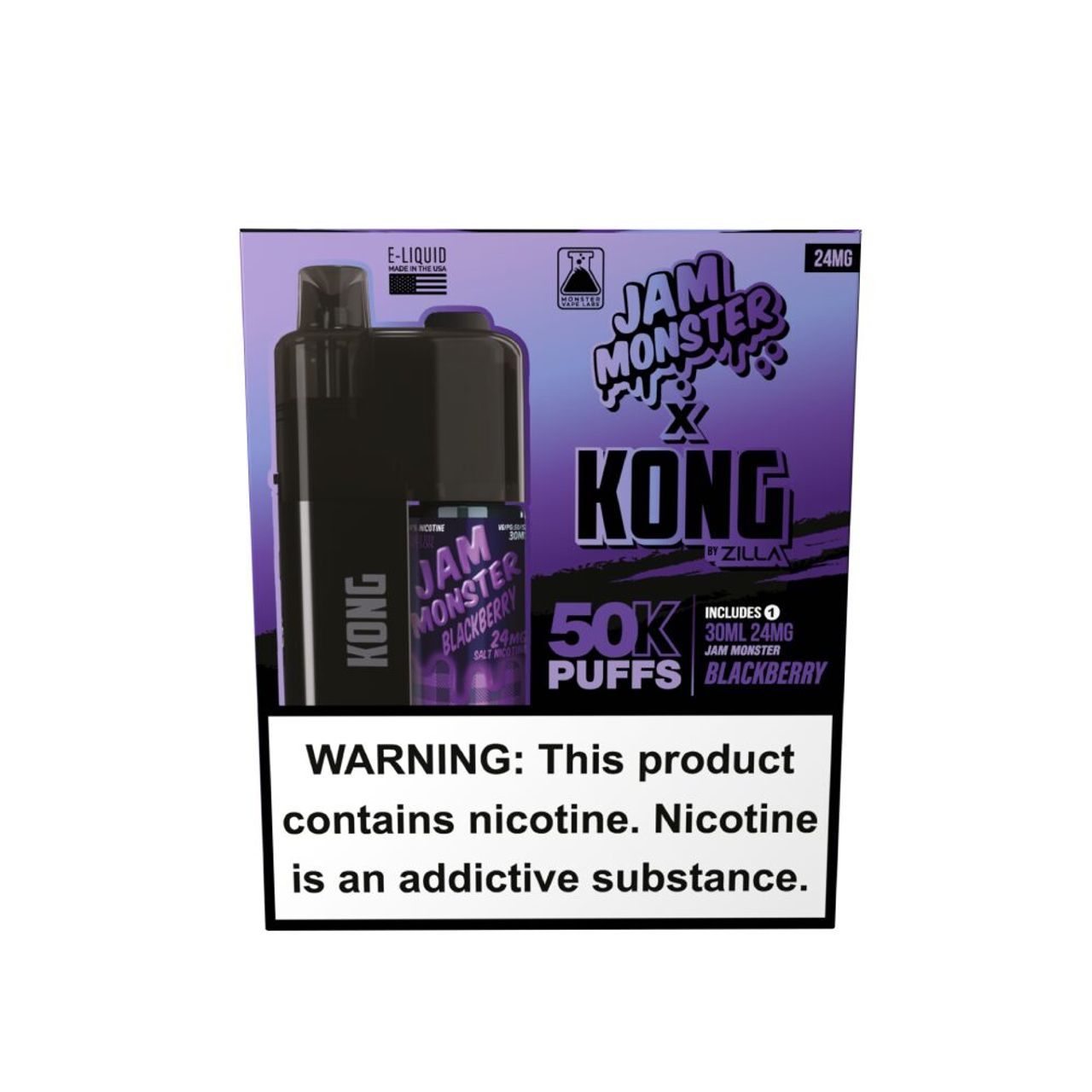 Zilla x Jam Monster Kong 50K Disposable 24mg Blackberry with packaging
