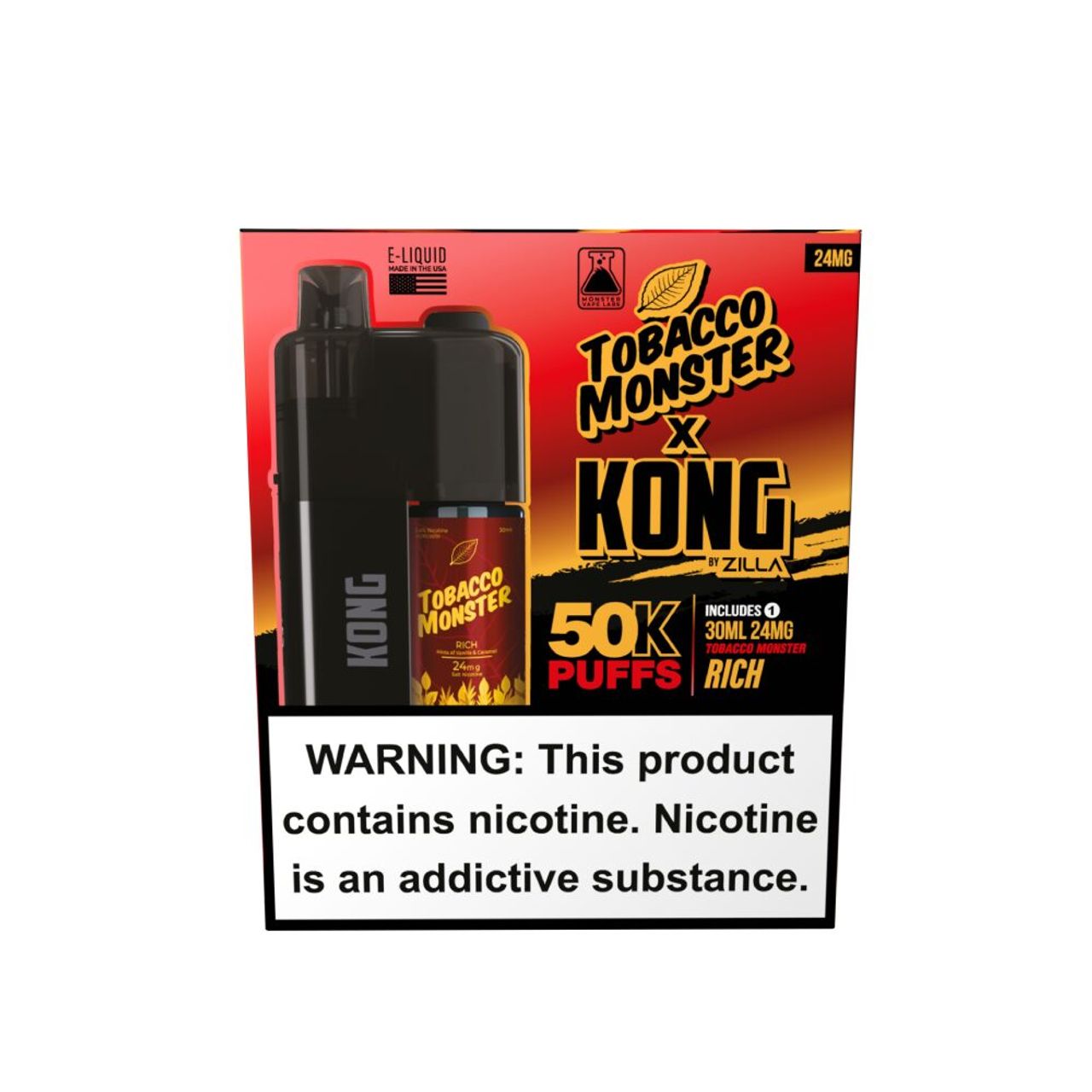 Zilla x Jam Monster Kong 50K Disposable 24mg Rich with packaging