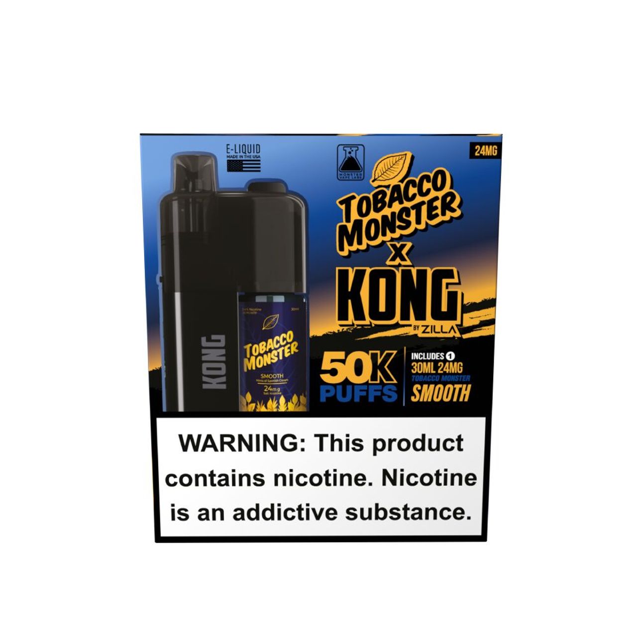 Zilla x Jam Monster Kong 50K Disposable 24mg Smooth with packaging