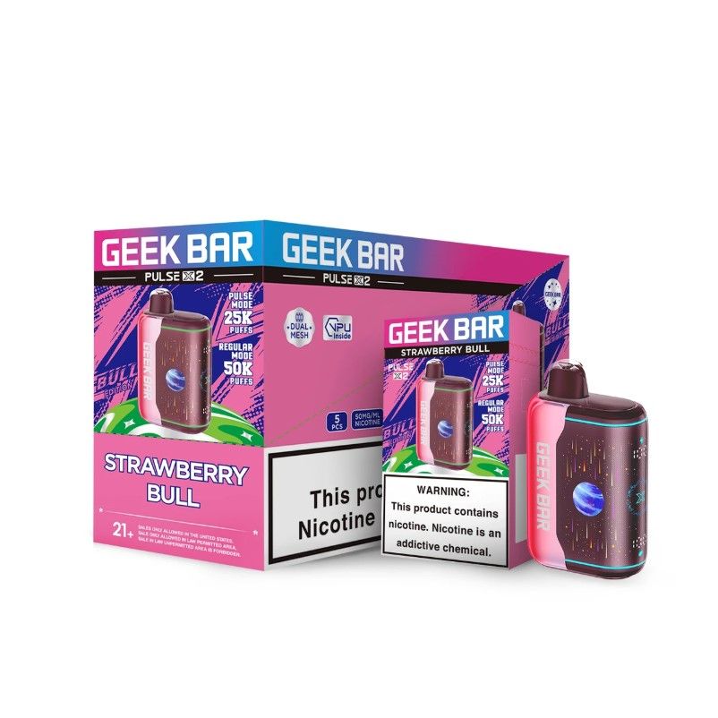 Geek Bar Pulse X2 5K Disposable - Strawberry Bull With Packaging