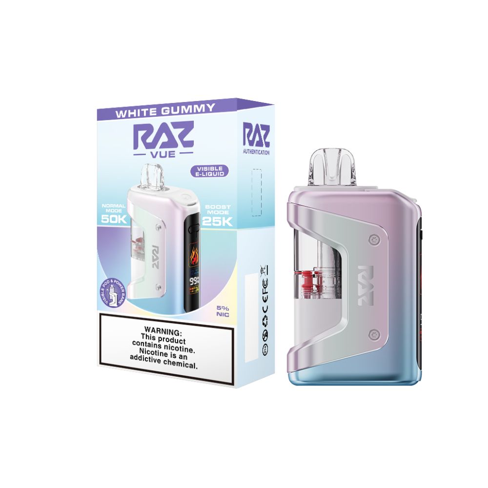 Raz Vue 50K Disposable + Power Dock - White Gummy With Packaging