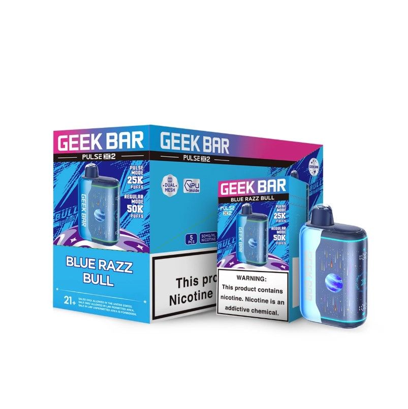 Geek Bar Pulse X2 5K Disposable - Blue Razz Bull With Packaging
