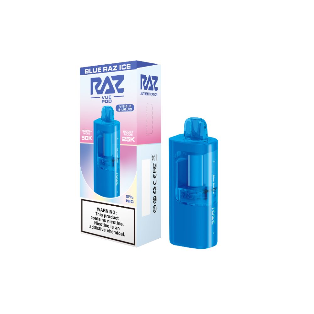 Raz Vue 50K Disposable + Pod Group - Blue Razz Ice With Packaging