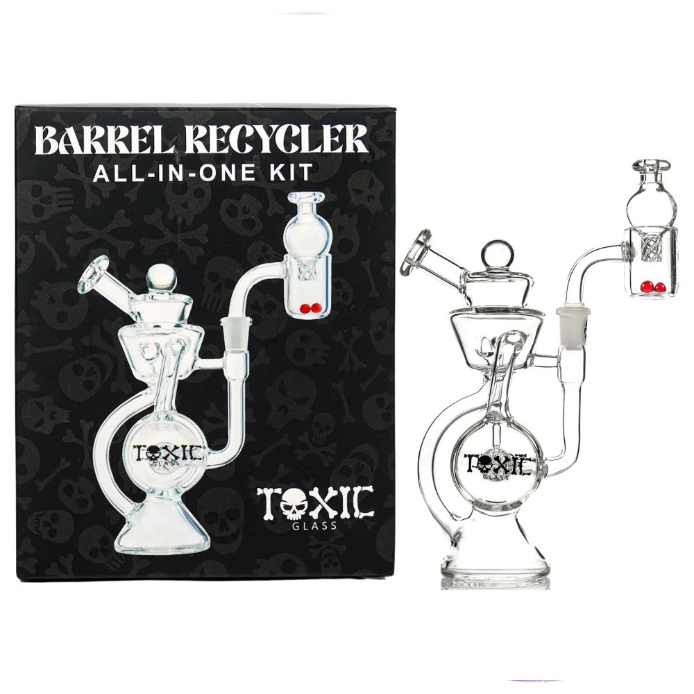 MKGlass TX99 Toxic Barrel Recycler Glass Water Pipe with Packaging